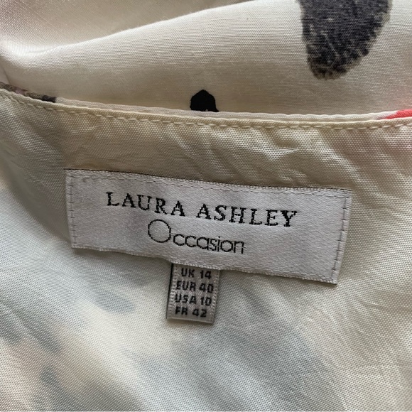 Laura Ashley Vintage Silk-Blend Dress A-Line Midi Multi Butterfly Print UK 14 - Picture 14 of 16